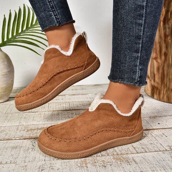 kakina CMSX Snow Boots for Women,Classic Water Resistant Fuzzy Fashion Ankle Winter Snow Low Boots Faux Fur Lining Anti-Slip Ankle Booties 5.5(36)
