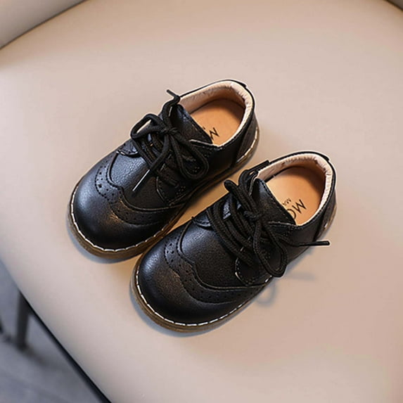 kakina CMSX Toddler Boys Girls Dress Shoes,Little Kid Oxford Shoes Wedding Church Dress Shoes PU Leather Lace Up School Uniform Loafer Flats 12 M(30)