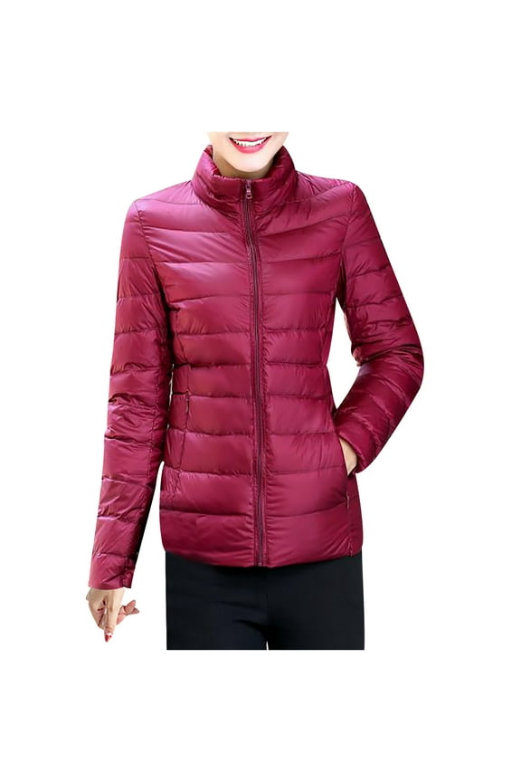 Winter Coats for Women Plus Size, Womens Coat Outwear Solid Keep Warm Long Sleeve Ladies Tops Wine, L