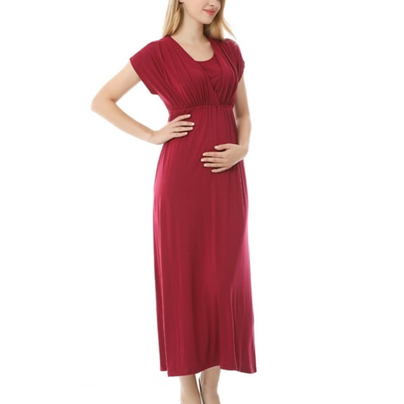 kakina CMSX Women Nursing Short Sleeve Crew Neck Fall Dress Maternity Dresses Tiered Dress with Pockets