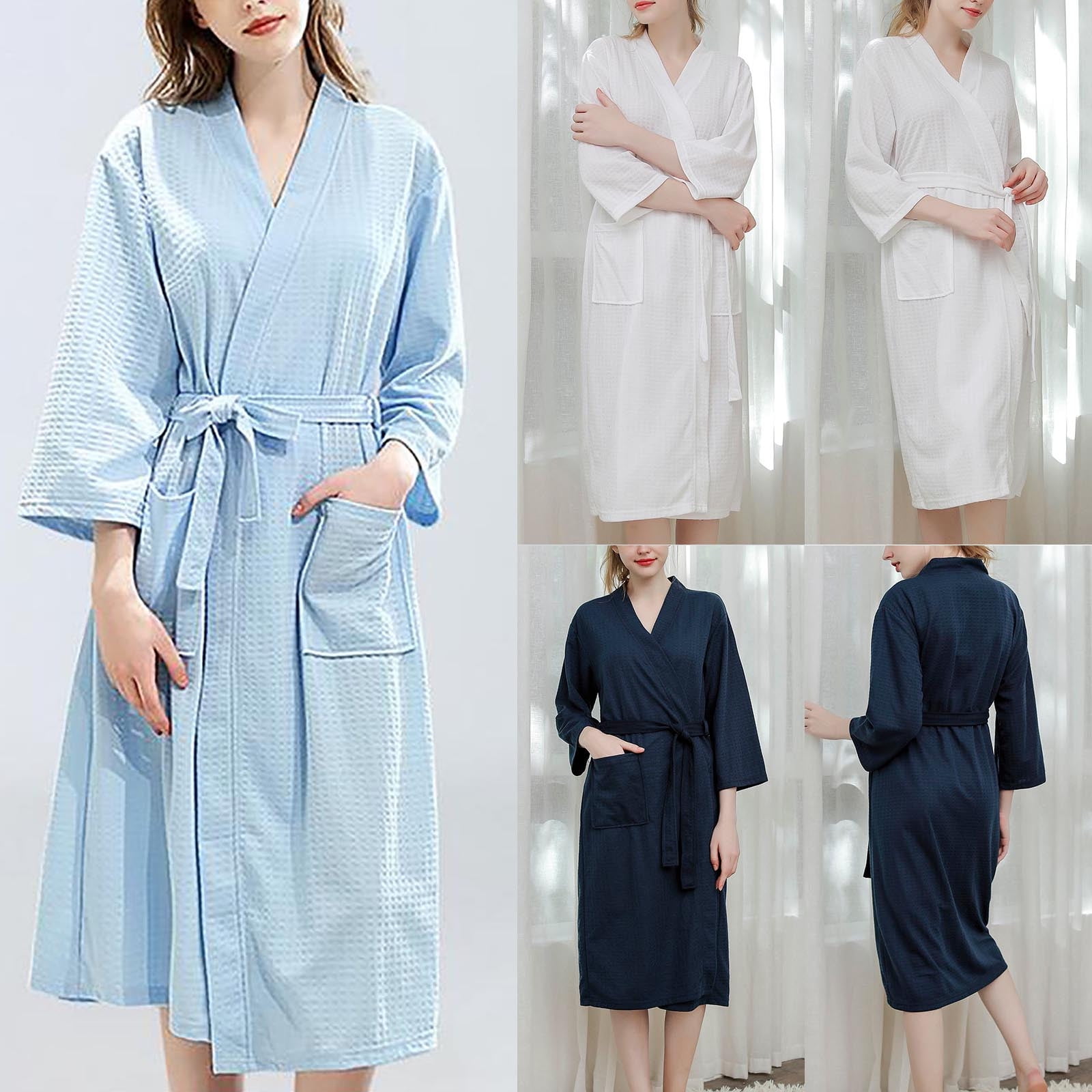 kakina CMSX Women Waffle Knit Kimono Pajama Robe, Soft Cozy Breathable ...