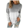 thumbnail image 1 of kakina CMSX Women's Clearance Plus Size Tie-Dye Printed Gradient Pullover Long Sleeve Sweatshirt Top Gray, L, 1 of 7
