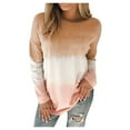 thumbnail image 1 of kakina CMSX Women's Clearance Plus Size Tie-Dye Printed Gradient Pullover Long Sleeve Sweatshirt Top Orange, XXXXXL, 1 of 7
