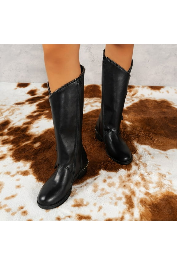 Women's Extra Wide Calf Knee High Boots, Fashion Wide Width Plus Size Knee-High Boots Low Heel Casual Winter Boots6(37)