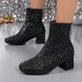 thumbnail image 1 of kakina CMSX Women's Fashion Sequin Glitter Ankle Boots,Casual Classic High-heel Plus Size Chunky Heels Sparkly Round Toe Ankle Boots5.5(36), 1 of 9