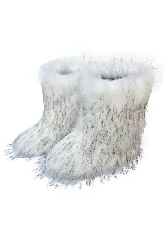 Women's Faux fur Plush Boot,Fashion Furry Fluffy Comfortable Mid-Calf Boots Round Toe Warm Fur Lined Snow Boots Outdoor Outdoor Fashion Boots 5.5(36)
