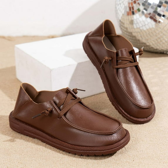 kakina CMSX Women's Leather Non Slip Soft Sole Oxfords,Comfortable Breathable Round Toe Lace-Up Platform Loafers Casual office Work Dress Shoes 6.5(38)