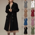 thumbnail image 1 of kakina CMSX Women's Winter Double Breasted Midi Long Wool Pea Coat,Fashion Casual Classic Long Sleeve Solid Color Lapel Winter Trench Coat Clearance, 1 of 8
