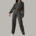 thumbnail image 1 of kakina CMSX Womens 2 Piece Sweatsuits Set,Casual Long Sleeve Half Zip Pullover Sweatshirt Elastic Waist Joggers Sweatpants Fall Solid Color Outfits with Pocket, 1 of 9
