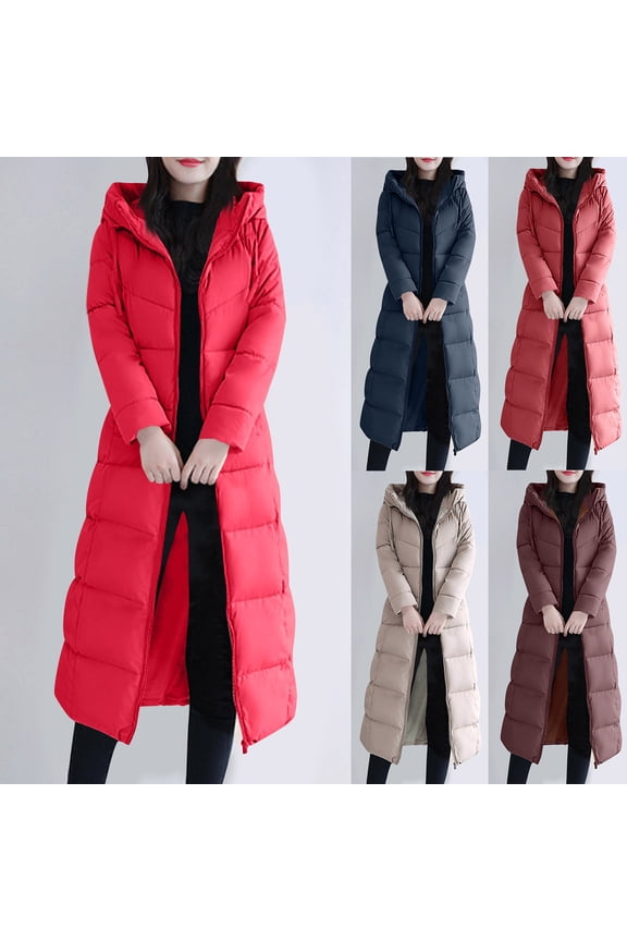 Womens Fashion Hooded Coat,2024 Fashion Classic Quilted Long Puffer Jackets Waterproof Warm Winter Solid Color Long Sleeve Maxi Length Parka Coats