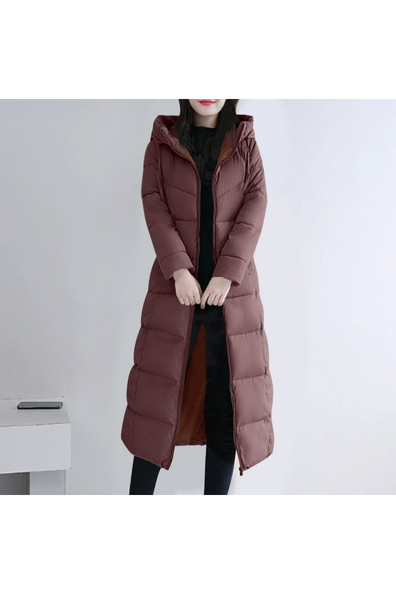 Womens Fashion Hooded Coat,2024 Fashion Classic Quilted Long Puffer Jackets Waterproof Warm Winter Solid Color Long Sleeve Maxi Length Parka Coats