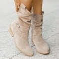 thumbnail image 1 of kakina CMSX Womens Fashion Suede Cowboy Boots,Western Round Toe Suede Flat Womens Comfortable Boots Mid Calf Slouchy Winter Boots for Women 5.5(36), 1 of 9