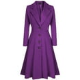 thumbnail image 1 of kakina CMSX Womens Jackets and Coats, Womens Winter Lapel Button Long Trench Coat Jacket Ladies Overcoat Outwear Purple, XXXL, 1 of 8