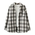 thumbnail image 1 of kakina CMSX Womens Jackets and Outerwear, Women's Long Sleeve Single-breasted Lapel Cardigan Shirt Button Lattice Coat Black, L, 1 of 3