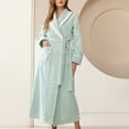 thumbnail image 1 of kakina CMSX Womens Robe Pajamas, Fashion Long Plush Bathrobe with Hood, Solid Color Hooded Robes for Women Plus Size Bath Robe with Belt, 1 of 3