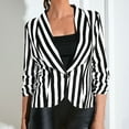thumbnail image 1 of kakina CMSX Womens Striped Blazer Jacket,Fashion Casual Long Sleeve V-Neck Turndown Collar Single-Breasted Button Lightweight Color Blocking Striped Blazer Jacket, 1 of 5