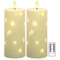 thumbnail image 1 of kakoya 10" x 4" Large Outdoor Waterproof Flickering Flameless Candles with Timer,2Pcs Battery Operated LED Pillar Candles with Embedded Star String for Outdoor Lanterns,Porch,Patio Decor(Ivory) C108, 1 of 3