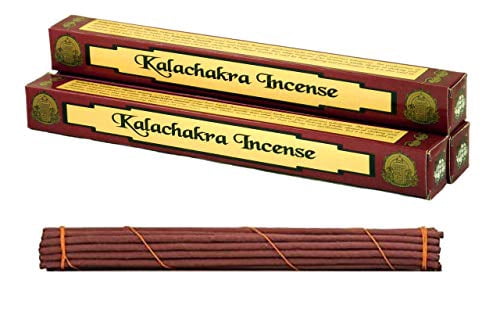 Kalachakra Tibetan Incense, 10" Length - 3 Packs, 40 Sticks Per Pack