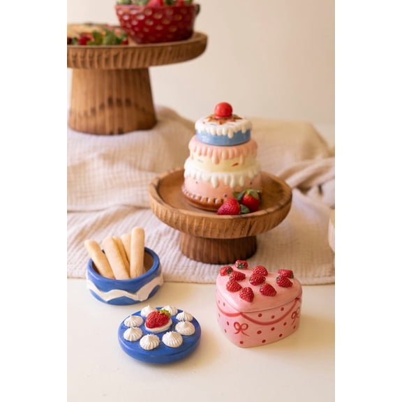 kalalou Canisters  Ceramic Dessert Boxes 6.25 Inch  Decorative Storage Set of 3