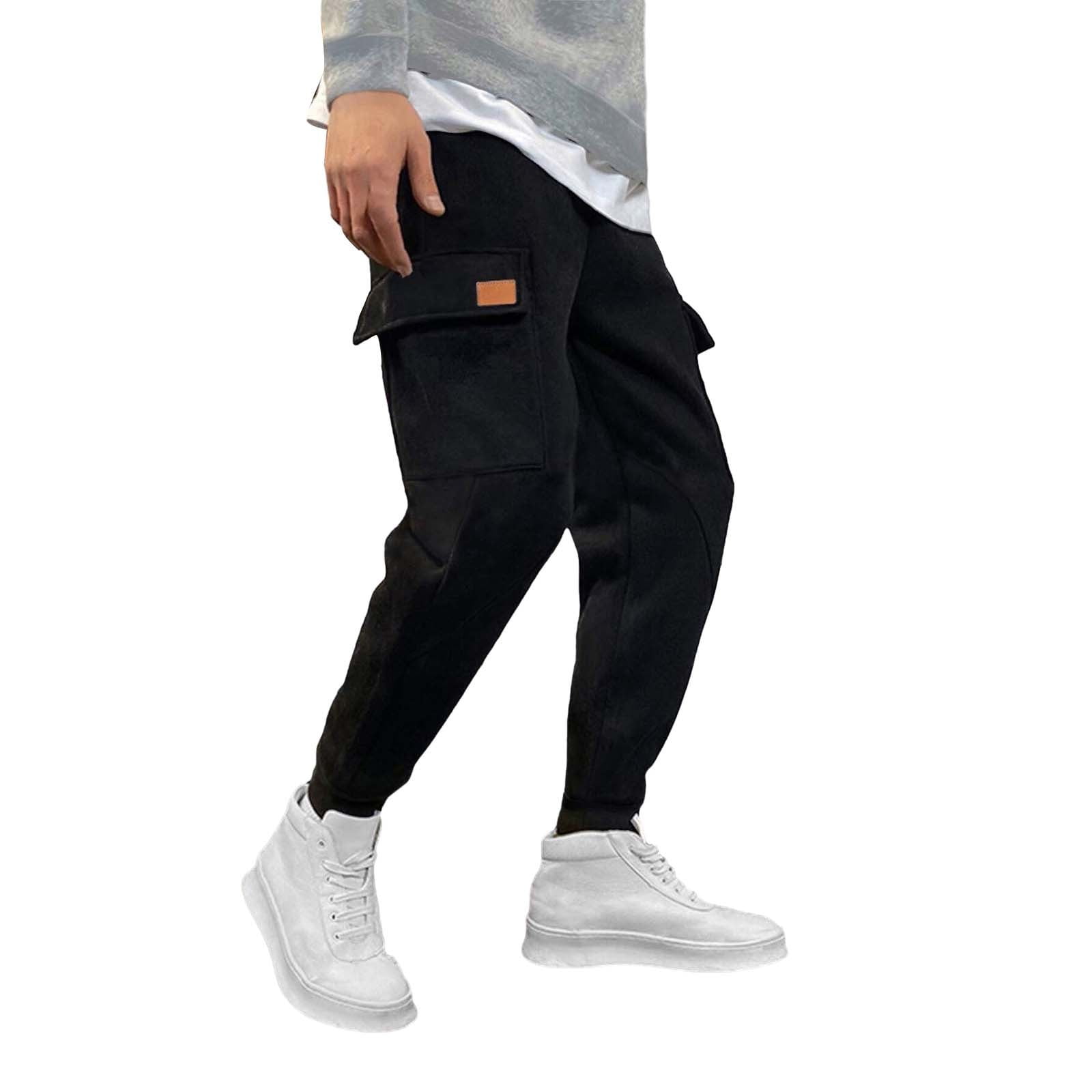 kamemi Business Casual Mens Pants Men's Reinforced Utility Pant(Black,L ...