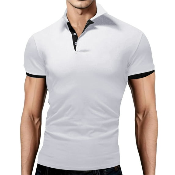 kamemi Men Polo Men’s Short Sleeve Polo Shirt, Midweight Men's Shirt(White,4XL)