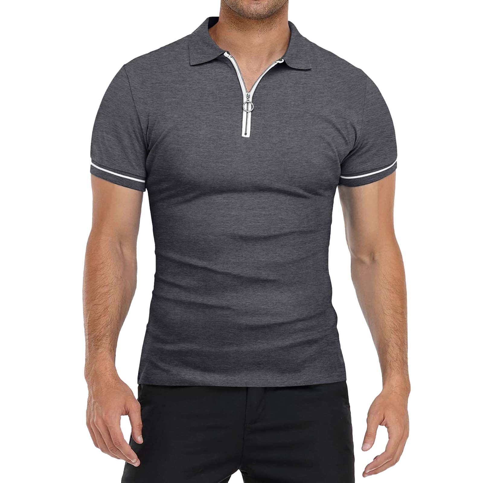 kamemi Men's Polo Shirts Men's Dry Fit Golf Polo Shirt(Dark Gray,M ...