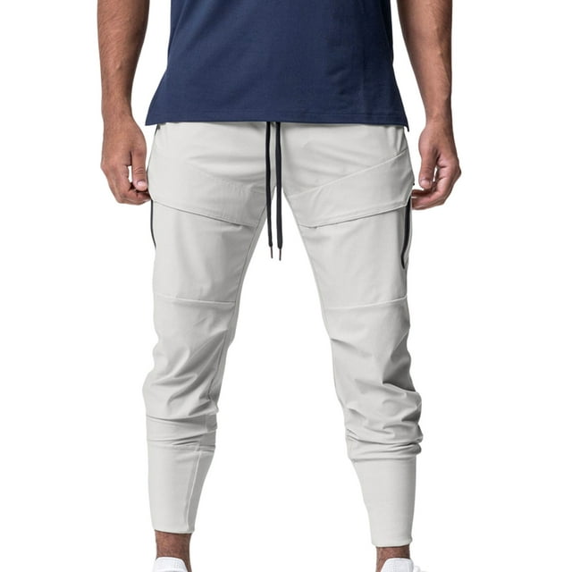 kamemi Mens Casual Pants Men's Straight-Fit Stretch Cargo Pant(White,L ...