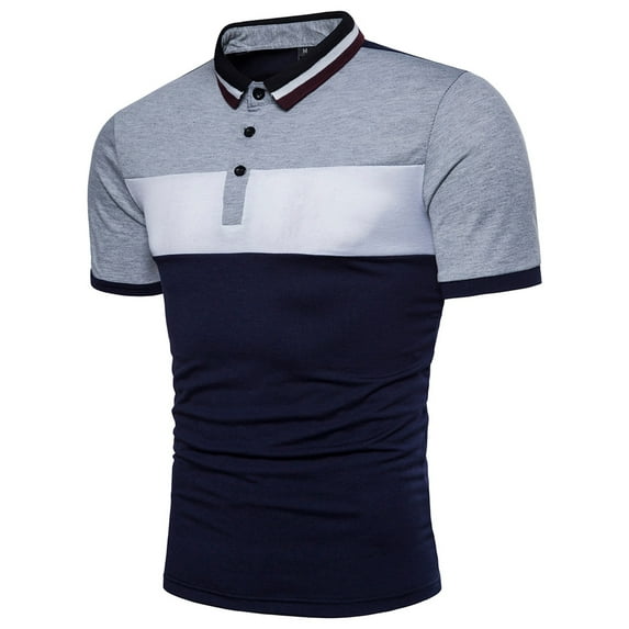 kamemi Mens Short Sleeve Polo Shirts Men's Short&Long Sleeve Polo Shirts Casual Slim Fit Solid Soft Pocket Shirt(Grey,L)