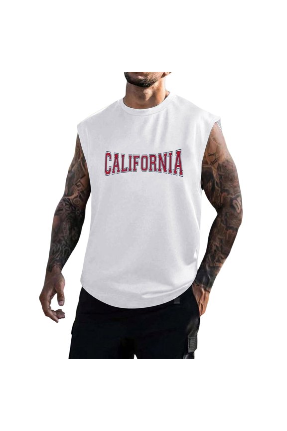 Muscle Tank Tops for Men Mens Tank Tops Men's Casual Tank Tops Sleeveless V Neck T Shirts Gym Shirts For Workout Summer Beach Tanks(White,XXL)