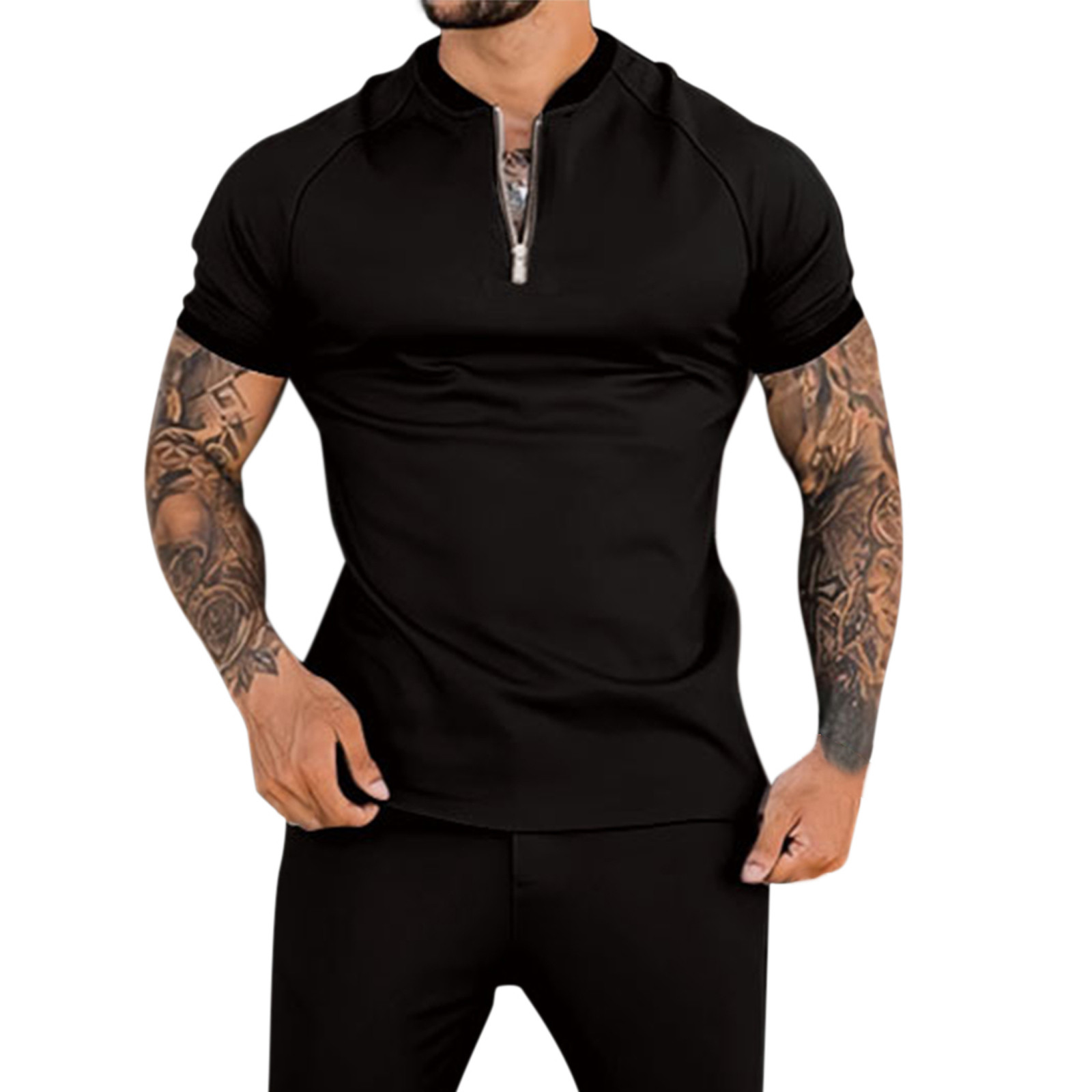 kamemi Polo Shirts Men's Moisture-Wicking Polo Shirt(Black,3XL ...