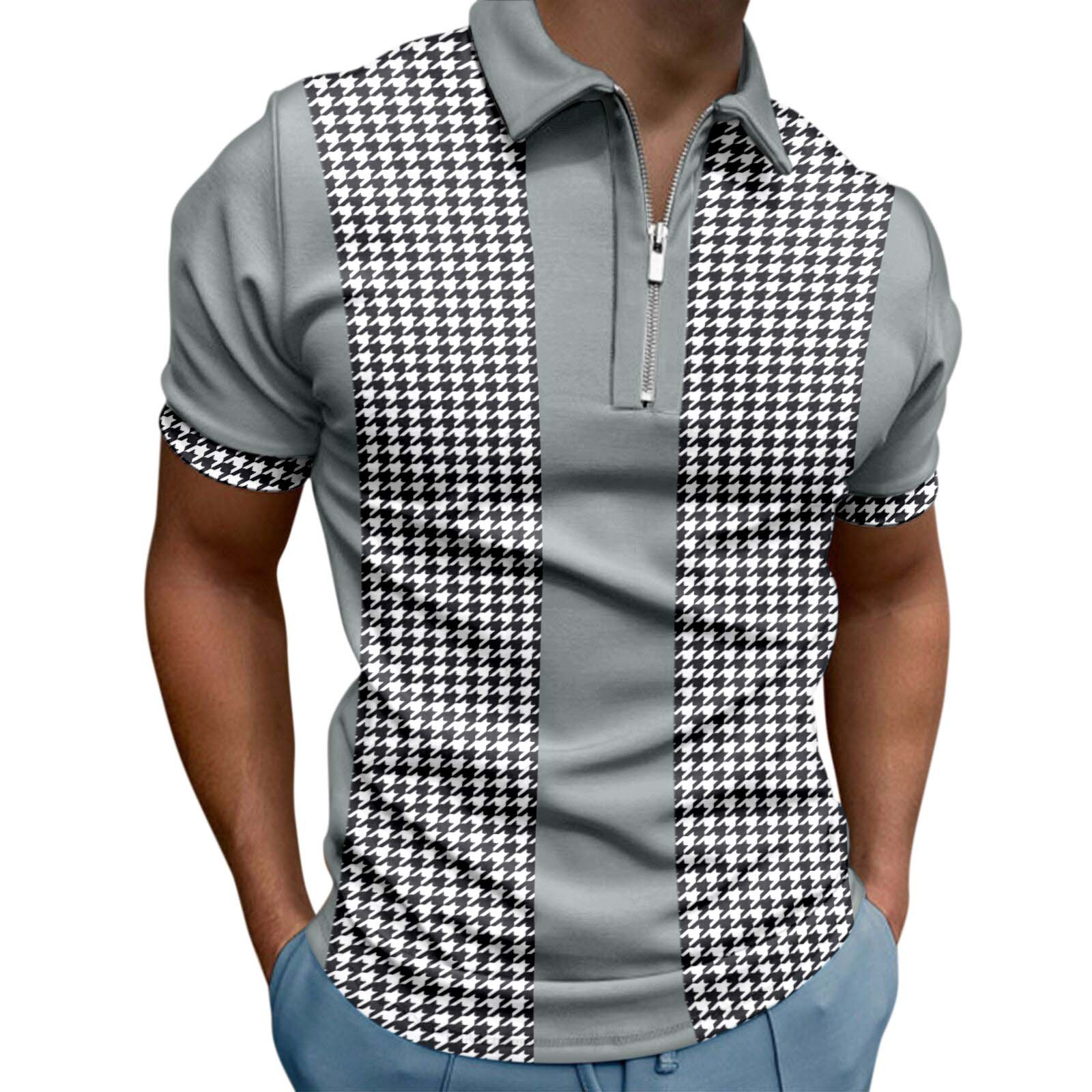 kamemi Polo Shirts Men's Solid Mesh Short Sleeve Golf Polo Shirt(Grey ...