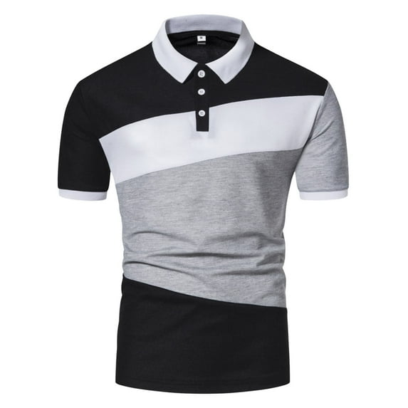 kamemi Polo Shirts Men's short-sleeved polo shirt classic solid color casual stretch T-shirt polo(White,XXL)