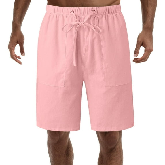 kamemi Sports Shorts for Men Mens Shorts Casual Sports Drawstring Pockets(Pink,5XL)