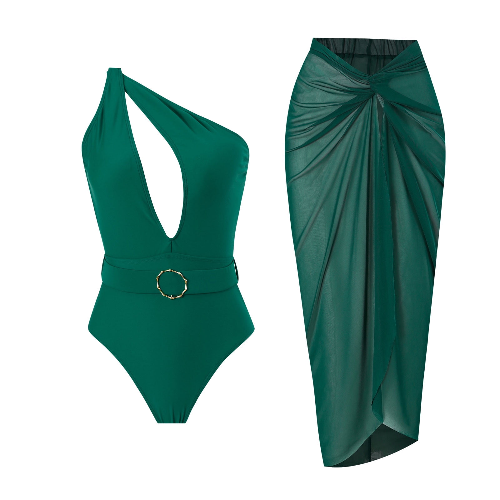 kamemi Swimsuits for Women 2025 Women One Piece Swimsuit Sport Bathing Swimwear(Green,XL