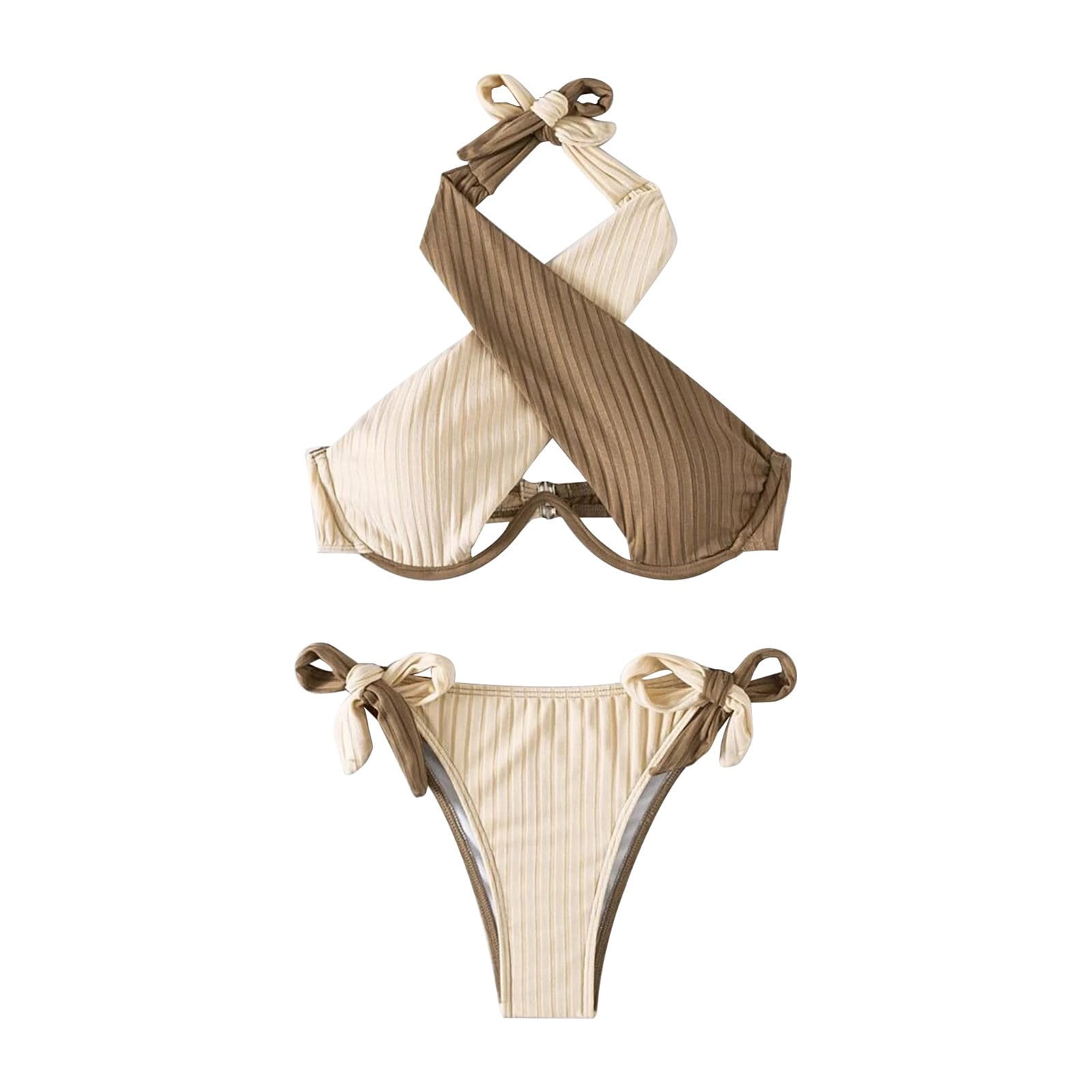 kamemi Swimsuits for Women 2025 Womens Striped Bikini Bottom(A,M