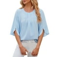 thumbnail image 1 of kamemi Womens Graphic T Shirts Womens T Shirts Basic Short Sleeve Tees Crewneck Fashion Tops Loose Fit Lightweight Casual Summer Clothes 2031(Blue,XL), 1 of 5