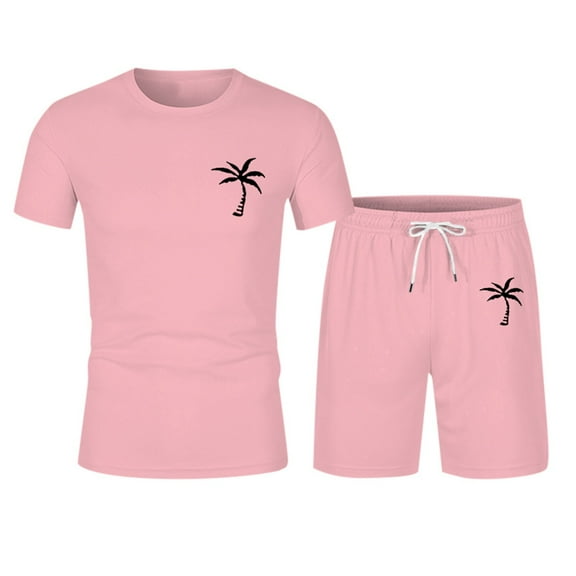 kamemir 2 Piece Set for Men Men's 2 Pieces Shirt Sets Short Sleeve Casual Button Down Hippie T-Shirts Shorts Sets Summer Fashion Beach Outfits(RD2,M)