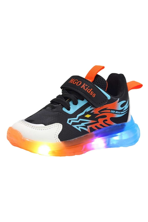 Baby Boy Sneakers Cool Flashing Sneakers Unisex Luminous Light Up Sneakers for Girls(I-Orange,12.5)