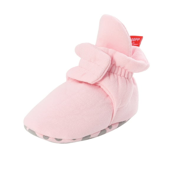 kamemir Baby Boys Girls Booties with Grippers Stay on Slippers Socks Toddler Crib Winter Shoes for Boys Girls(Pink,6)
