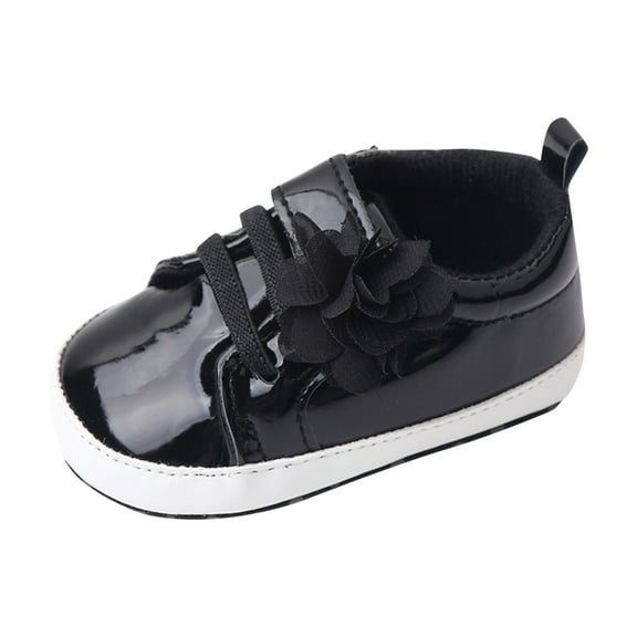 kamemir Baby Girl Crib Shoes, Shiny Metallic High Top Sneakers(Black,6)