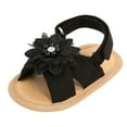 thumbnail image 1 of kamemir Baby Girl Summer Sandals,Cute Ruffle Flats Non-Slip Soft Sole Infant First Walkers Shoes Newborn Infant Shoes(Black,4), 1 of 4