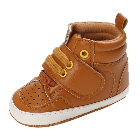 kamemir Baby Girls Boys Shoes Toddler First Walker Breathable Mesh Soft Sole High-Top Ankle Sneakers Crib Shoes(Brown,6)