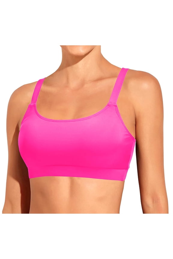 Bikini Tops Women Sports Bra Bikini Tops Bathing Suits Top Padded Swim Crop Tops(Hot Pink,M)