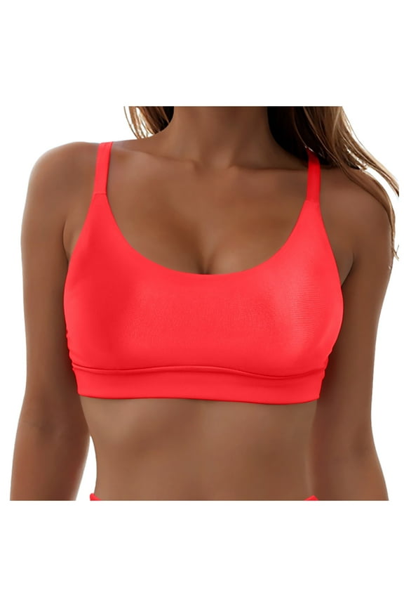 Bikini Tops Women Underwire Bikini Top Only Push Up Swim Top Bra Swimsuit Tops Padded Bathing Suit Top(Red,S)
