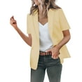 thumbnail image 1 of kamemir Blazer Jackets for Women Open Front Short Sleeve Casual Work Office Blazers(Beige,3XL), 1 of 6