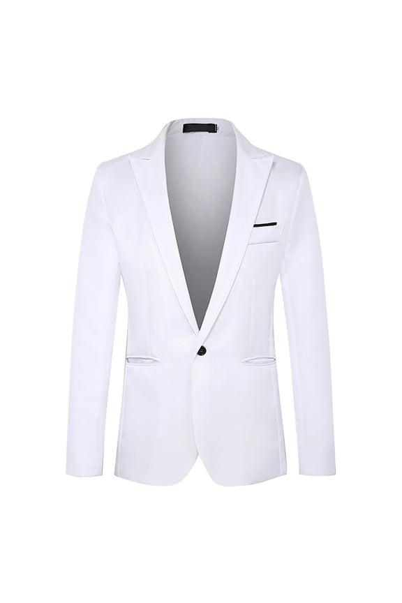 Blazer for Men Mens Suit Jackets Casual Button Slim Fit Blazers Coat with Pockets for Wedding Prom Party(White,XXL)