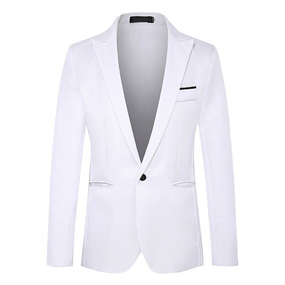 kamemir Blazer for Men Mens Suit Jackets Casual Button Slim Fit Blazers Coat with Pockets for Wedding Prom Party(White,XXL)