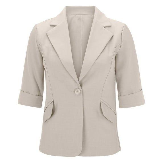 kamemir Blazers for Women Business Casual Women's Open Front Office Work Business Casual Lightweight Summer Crop Suit Blazer(A,M)