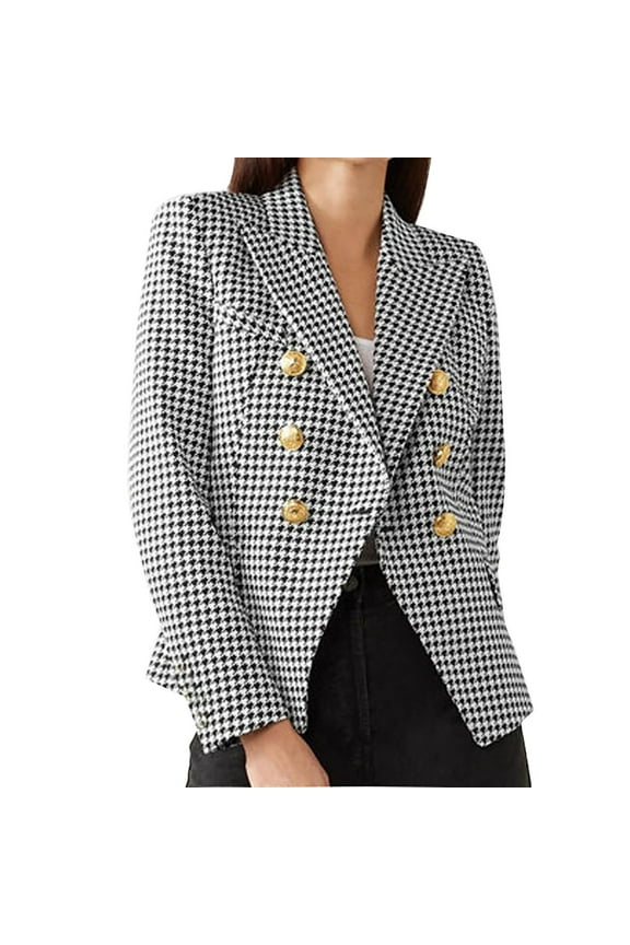 Blazers for Women Womens Casual Blazers Pockets Long Sleeve Open Front Work Office Jackets Lapel Button Long Blazer Suit for Bussiness(A,L)
