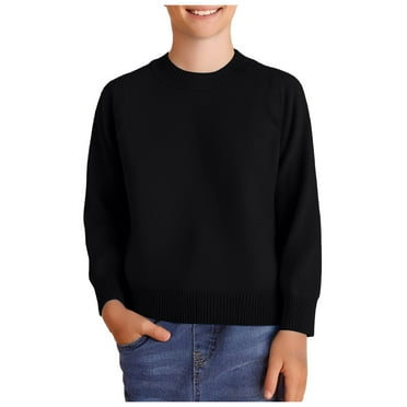 kamemir Boys and Toddlers' Uniform Cotton Crewneck Sweater(Black,6 Years)